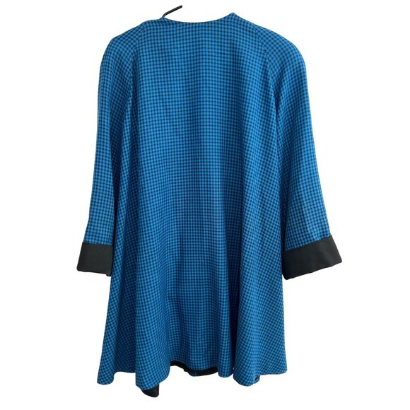 Vintage Cross Country Fashions Blue and Black Checked Button Up Swing Coat SZ 14 - Picture 2 of 10